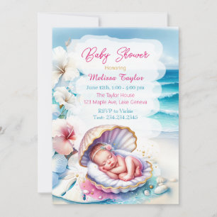 Invitation Sweet Seaside Girl's Baby shower Côtier Thème