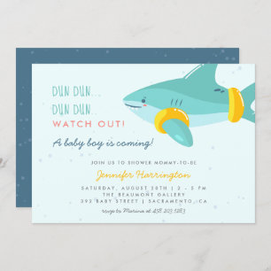Invitation Sweet Shark Summer Ocean à thème Baby shower garço