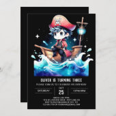 Invitation Sweet Ship Pirate Anniversaire (Devant / Derrière)