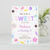 Invitation Sweet Shop Lollipop Candy Anniversaire (Debout devant)