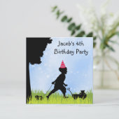 Invitation Sweet Silhouette Boys 4e fête d'anniversaire (Debout devant)