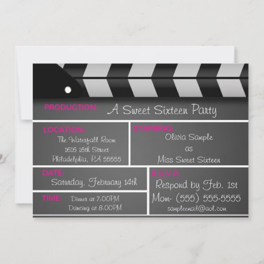 Invitation Sweet sixteen (Devant)