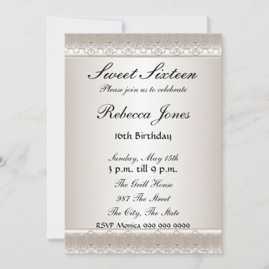 Invitation Sweet sixteen 16 (Devant)