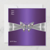 Invitation Sweet sixteen 16 Anniversaire Argent Bow pourpre T (Dos)