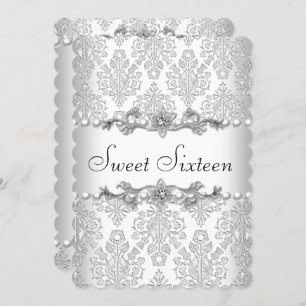 Invitation Sweet sixteen 16 Anniversaire Perle blanche 3