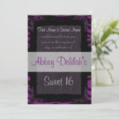 Invitation Sweet sixteen 16 Anniversaire Puple Zebra Imprimer (Debout devant)