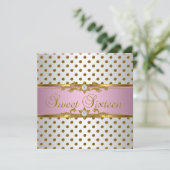 Invitation Sweet Sixteen 16 Anniversaire Rose Blanc Tache Dor (Debout devant)