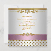 Invitation Sweet Sixteen 16 Anniversaire Rose Blanc Tache Dor (Dos)
