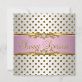 Invitation Sweet Sixteen 16 Anniversaire Rose Blanc Tache Dor (Devant)