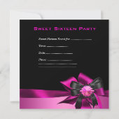 Invitation Sweet sixteen 16 Anniversaire Soirée Rose Noir Arg (Dos)