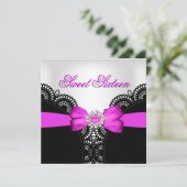 Invitation Sweet sixteen 16 Black Rose Hot Lace blanche (Debout devant)