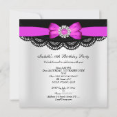 Invitation Sweet sixteen 16 Black Rose Hot Lace blanche (Dos)