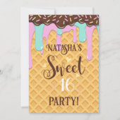 Invitation Sweet sixteen 16 cône de gaufre séché (Devant)
