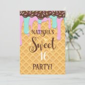 Invitation Sweet sixteen 16 cône de gaufre séché (Debout devant)