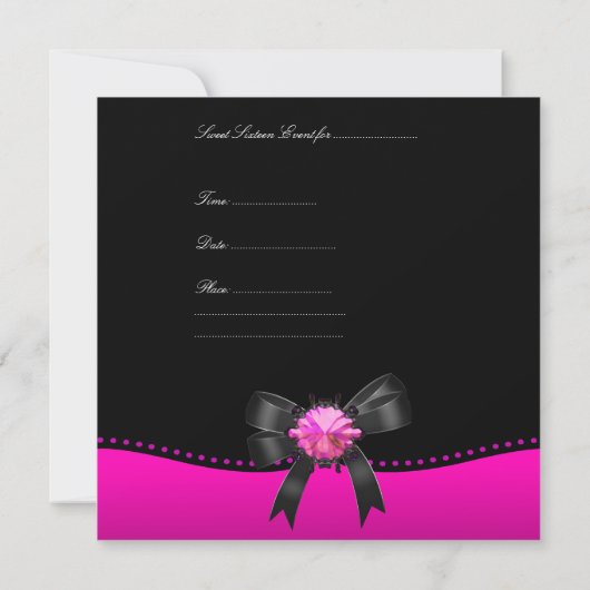 Invitation Sweet sixteen 16 fête d'anniversaire Zebra rose No (Dos)