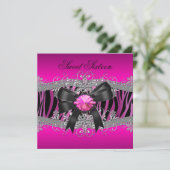 Invitation Sweet sixteen 16 fête d'anniversaire Zebra rose No (Debout devant)