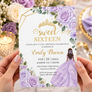 Invitation Sweet Sixteen 16 Fleur de Lilas Lavande