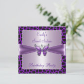 Invitation Sweet sixteen 16 Papillon mauve violet Anniversair (Debout devant)