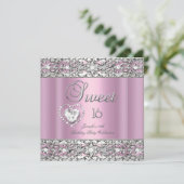 Invitation Sweet sixteen 16 Partie Rose Silver Diamond (Debout devant)
