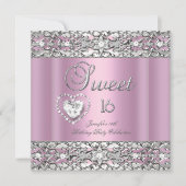 Invitation Sweet sixteen 16 Partie Rose Silver Diamond (Devant)
