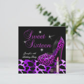 Invitation Sweet sixteen 16 Party Leopard Chaussure Lipstick (Debout devant)