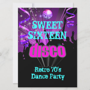 Invitation Sweet Sixteen 16 Rétro Années 70 Soirée Dansante D