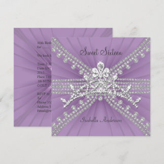 Invitation Sweet sixteen 16 Tiara Lilac fête d'anniversaire