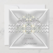 Invitation Sweet sixteen 16 Tiara Silver White Pearl Diamond (Devant)