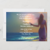 Invitation Sweet sixteen 16e fille violette sur Plage bleu oc (Dos)