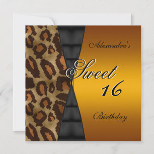 Invitation Sweet sixteen 16e Or Jaune Noir Sauvage