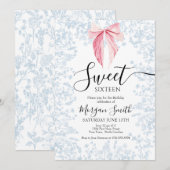 Invitation sweet sixteen à arc rose et bleu (Devant / Derrière)