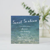 Invitation Sweet sixteen à thème Blue Ocean Beach (Debout devant)