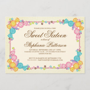Invitation Sweet sixteen à thème très sucré