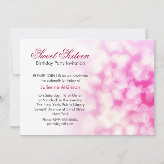 Invitation sweet sixteen anniversaire (Devant)