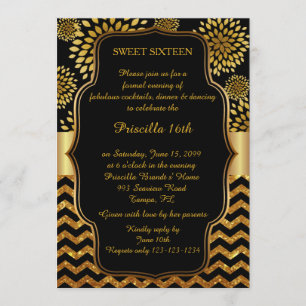 Invitation Sweet sixteen Anniversaire, 16ème, Style Gatsby, n