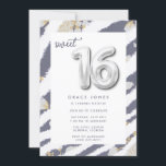 Invitation Sweet sixteen Anniversaire Balloon Ado Fille<br><div class="desc">Joli bleu avec l'argent 16 ballon design sweet sixteen anniversaire invitation. Ajoutez les détails de votre fête à cette invitation de fête d'anniversaire,  parfait pour célébrer son 16e anniversaire.</div>