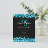 Invitation Sweet sixteen Anniversaire Fête Étincelles Turquoi (Debout devant)