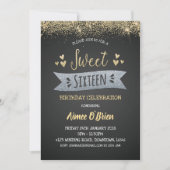 Invitation Sweet sixteen Anniversaire Parties scintillant d'o (Devant)