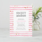 Invitation Sweet sixteen Anniversaire rose (Debout devant)