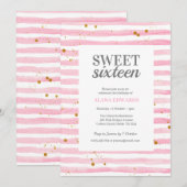 Invitation Sweet sixteen Anniversaire rose (Devant / Derrière)