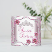 Invitation Sweet sixteen Anniversaire Soirée Douce 16 Rose Ti (Debout devant)
