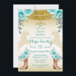 Invitation Sweet sixteen Aqual Turquoise Turquoise Cheval & B<br><div class="desc">Sweet sixteen Aqual Turquoise Turquoise Horse & Boots Quinceanera Invitation Mis Quince Anos,  15e anniversaire, </div>