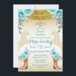 Invitation Sweet sixteen Aqual Turquoise Turquoise Cheval & B<br><div class="desc">Sweet sixteen Aqual Turquoise Turquoise Horse & Boots Quinceanera Invitation Mis Quince Anos,  15e anniversaire, </div>