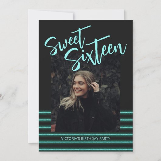 Invitation Sweet sixteen Aquamarine Parties scintillant fête (Devant)
