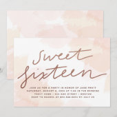 Invitation Sweet sixteen aquarelle (Devant / Derrière)