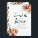Invitation Sweet sixteen Aquarelle Florale Pêche Vert<br><div class="desc">Sweet 16 Invitations de fête main Aquarelle Floral</div>