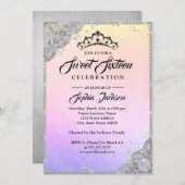 Invitation Sweet sixteen arc-en-ciel en losange (Devant / Derrière)