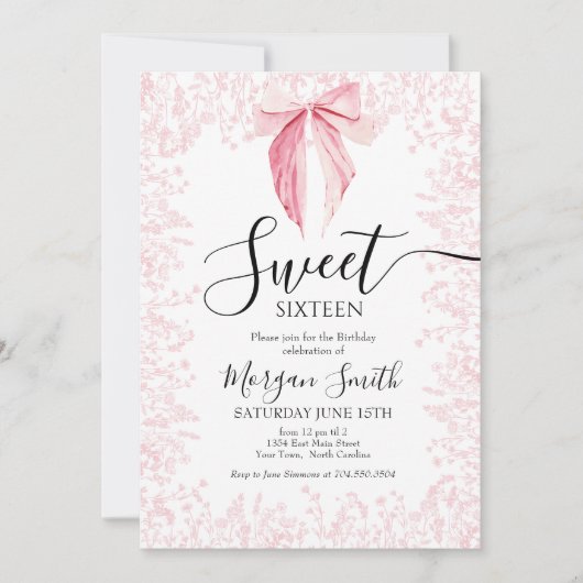Invitation sweet sixteen arc rose (Devant)