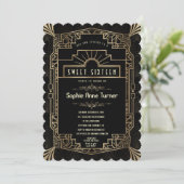Invitation Sweet sixteen | Art Déco Gold Great Gatsby 1920 (Debout devant)