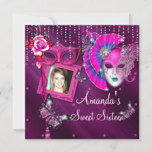 Invitation Sweet sixteen, Balle Masquerade, Mard Gras